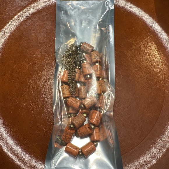 Statement, wood tube, necklace, triple thick vain, brown swirls, one of a kind - Picture 12 of 12